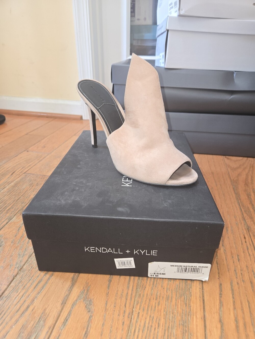 Kendall & Kylie Blush Pink Suede Open-Toe Stiletto Mule